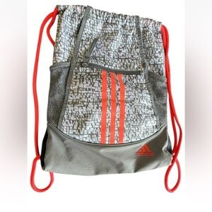 Adidas Alliance II Sackpack 3 Stripe Neon Pink/Gray/Silver String Backpack